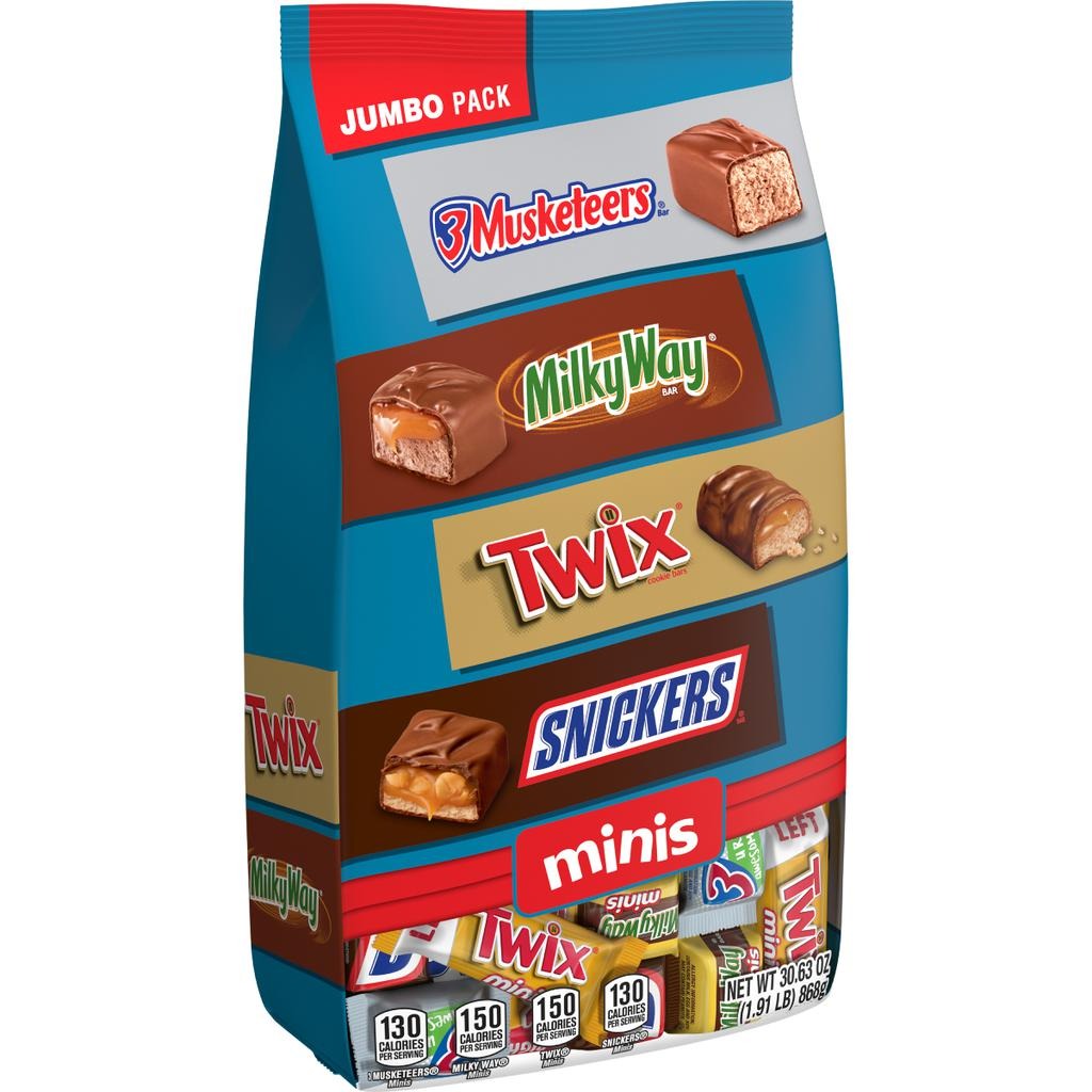 Snickers, Twix, Milky Way Y 3 Musketeers Paquete Variado de Chocolates Minis 868 g / 30.63 oz - Imagen 2